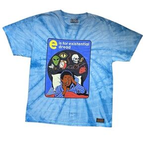 Spooky Steven Rhodes Existential Dread unisex Blue Tie-Dye shortsleeved tee